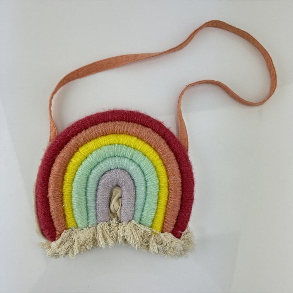 Anthropologie Mandi Smethells Rainbow Purse Canvas Boho Woven
